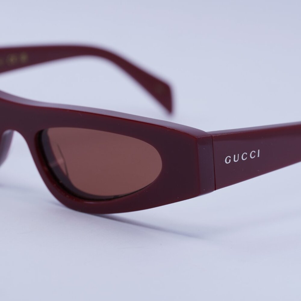 Gucci GG1779S 003 Sunglasses Burgundy Cat Eye Frame, Brown Lenses - Picture 9 of 11